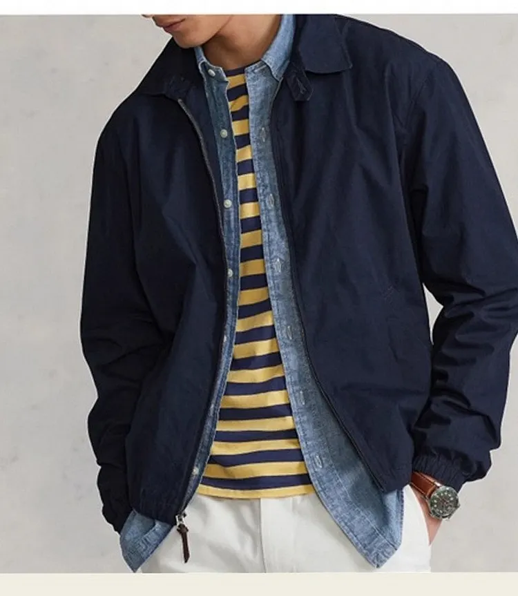 Men's Cotton Harrington Jacket with Pointed Collar