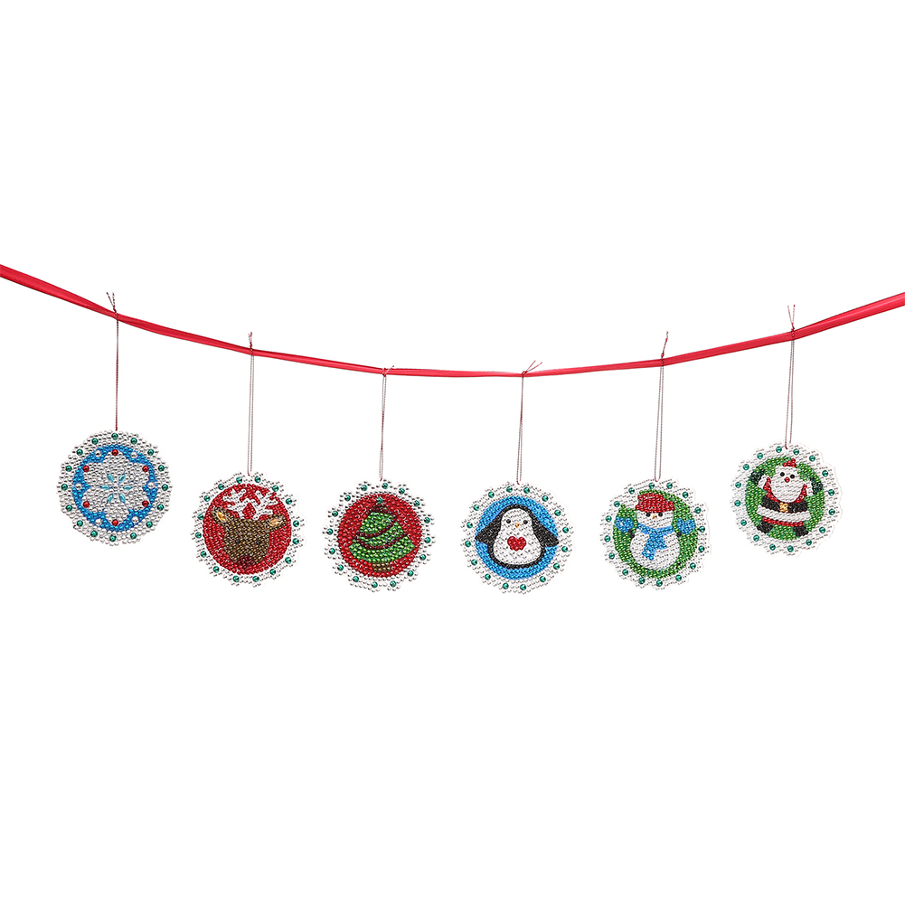 

6pcs Christmas Ornament Double Sided - 5D DIY Craft Pendant, 501 Original