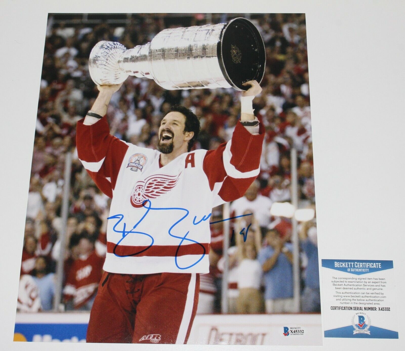 DETROIT RED WINGS BRENDAN SHANAHAN SIGNED 97 STANLEY CUP 11x14 Photo Poster painting BECKETT COA