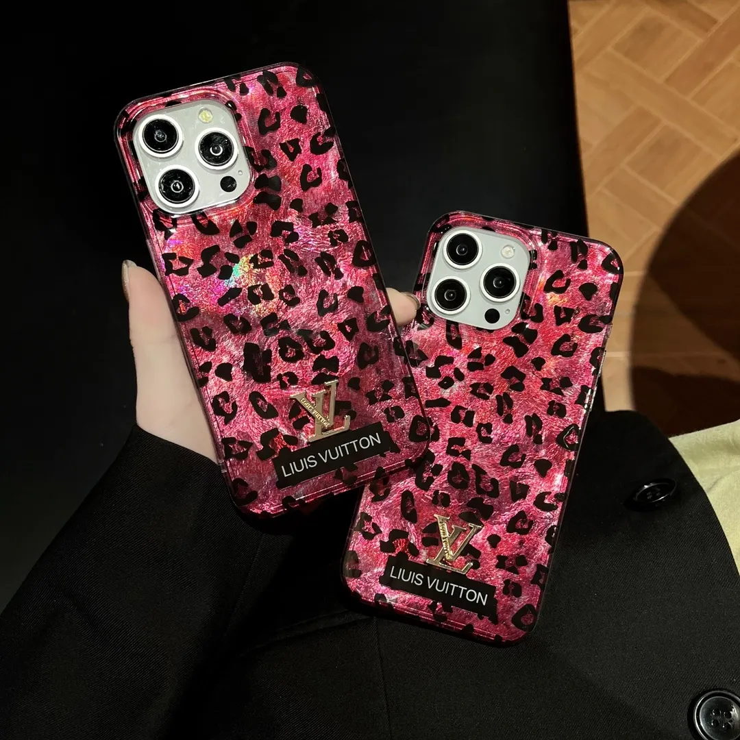 Louis Vuitton Luxury Monogram Logo Pink Leopard Apple iPhone Case