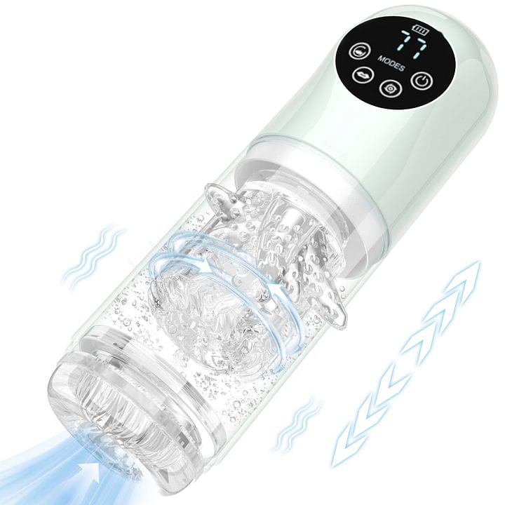Male Masturbator Penis Pump With Upgrade 7 Thrusting Rotating Vibrating Sucking Licking Modes - Rose Toy