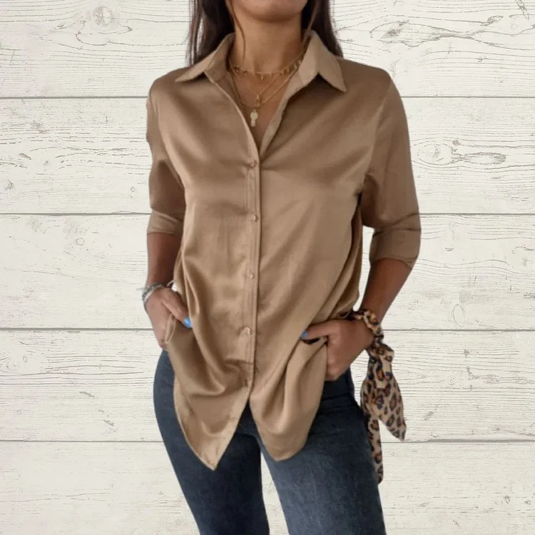 Satin Lapel Long Sleeve Shirt