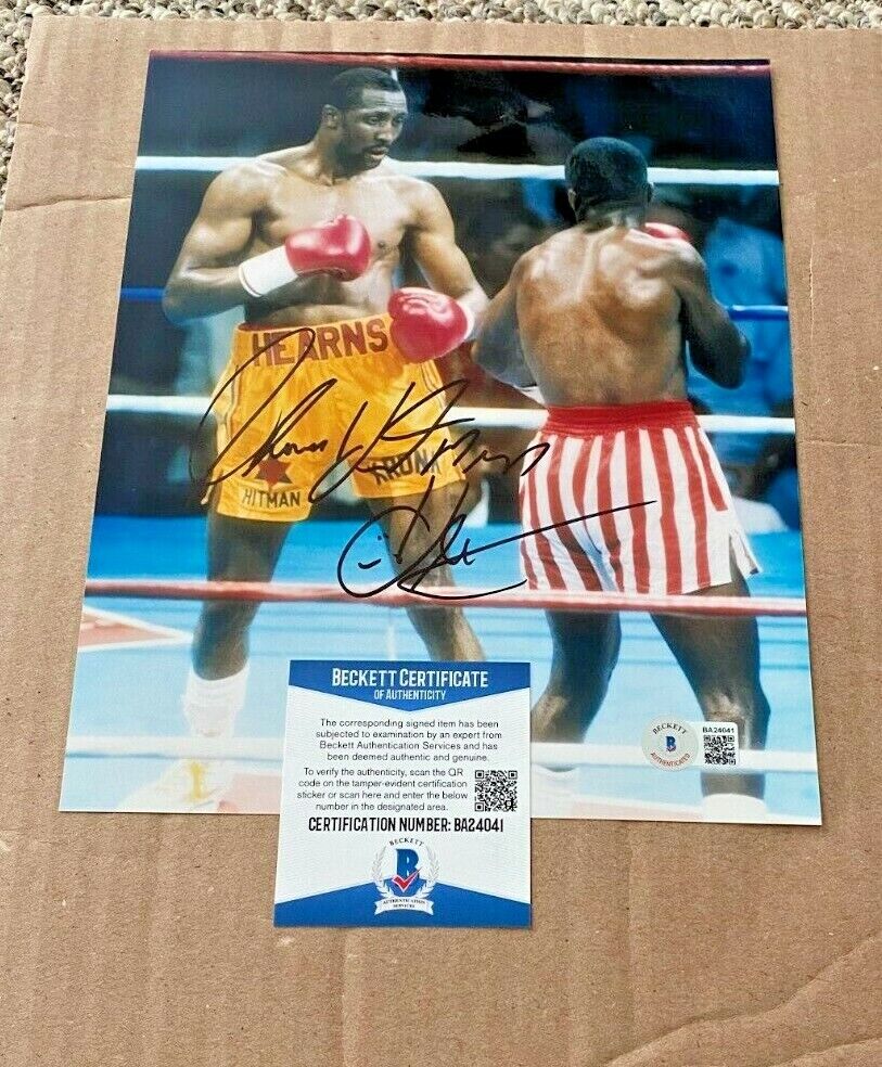 THOMAS HEARNS SIGNED BOXING 8X10 Photo Poster painting BECKETT CERTIFIED BAS