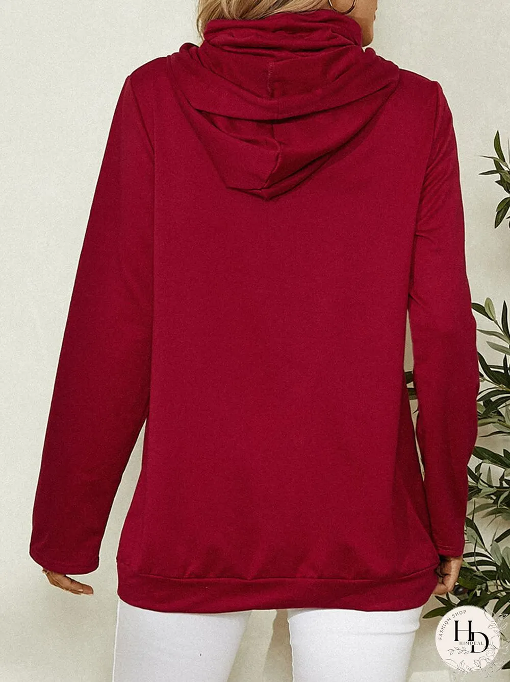 Cartoon Cat Printed Long Sleeve Snood Hoodie With Neck Gaiter