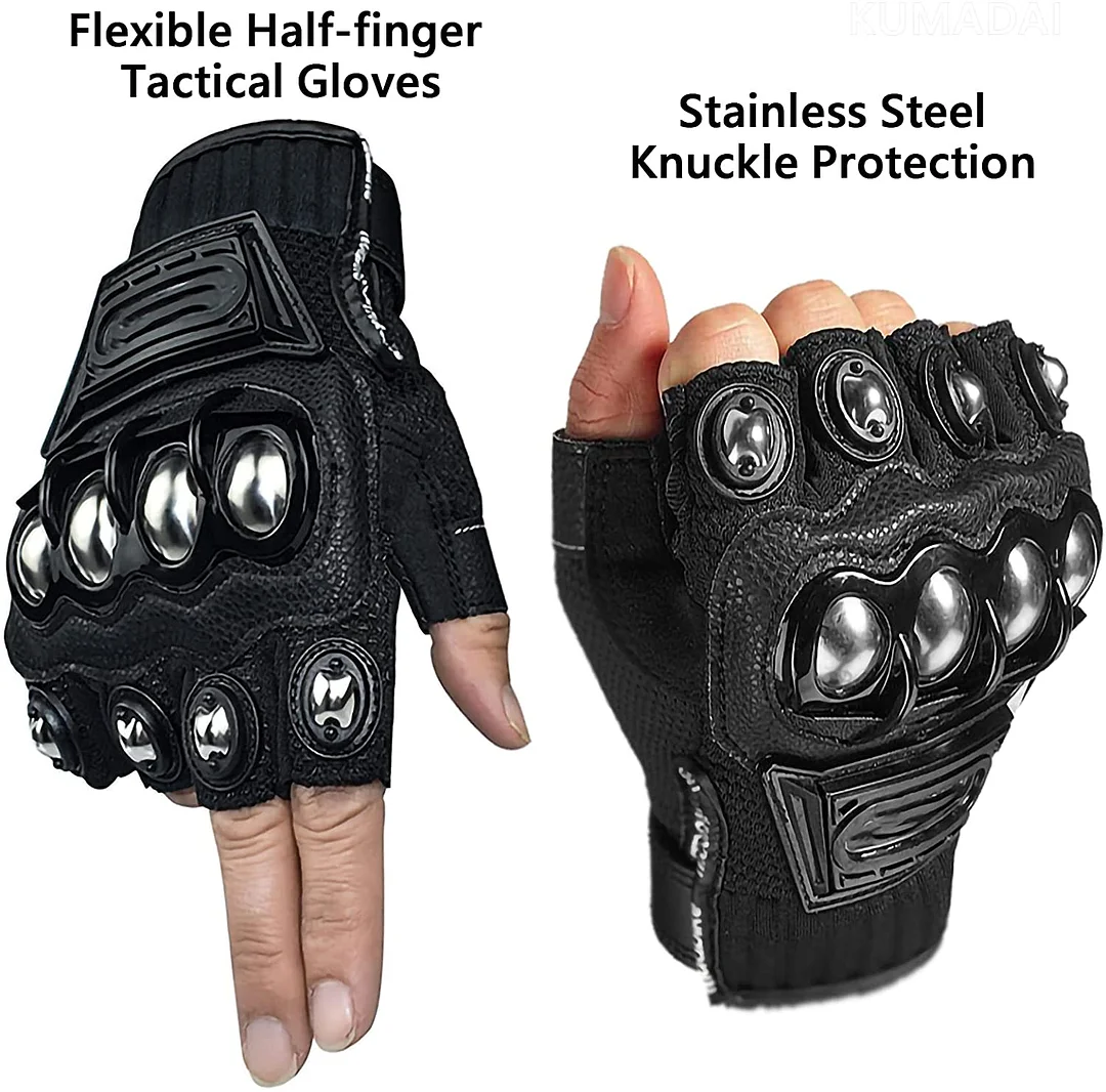 Steel Outdoor Knuckle Motorcycle Motorbike Powersports Safety Gloves (Touch Screen, X-Large)