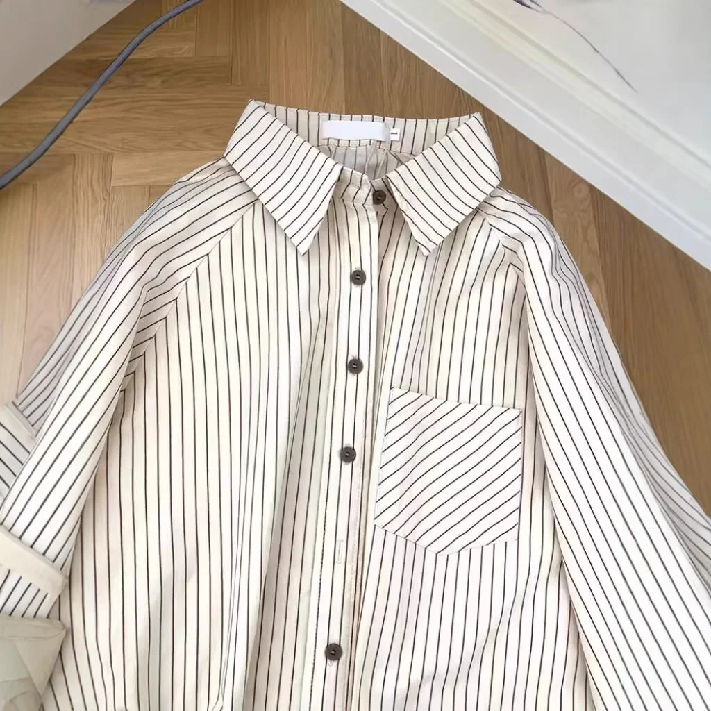 Athvotar Athvotar Striped Shirt Women 2025 Spring And Autumn New Design Small Top Style Wearing Long-Sleeved Shirt