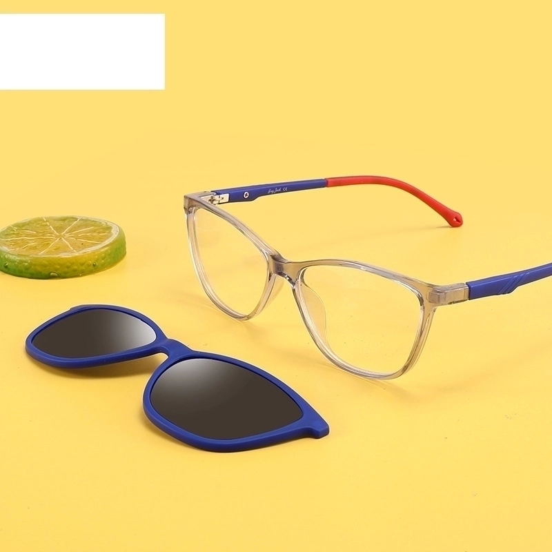 Children's Simple Casual Oval Frame Contrast Color Magnetic Clip Polarized Anti-ultraviolet Dual-use Glasses