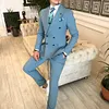 Sky-Blue Double Breasted Suit 2-Piece