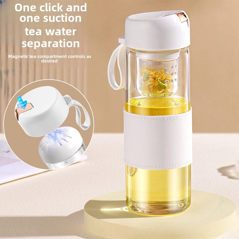 Magnetic Magnetic Elastic Tea Cup New Large Capacity Tea Separation Glass High Color Value Water Cup Advertising Gift Cup