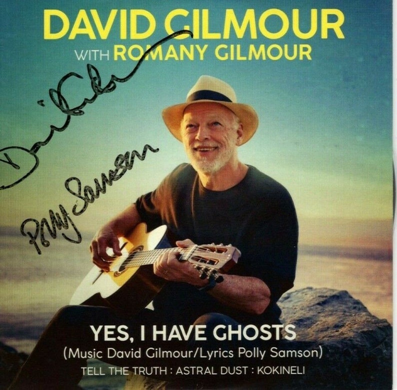 David gilmour and polly samson signed yes, i have ghosts cd jacket pink floyd