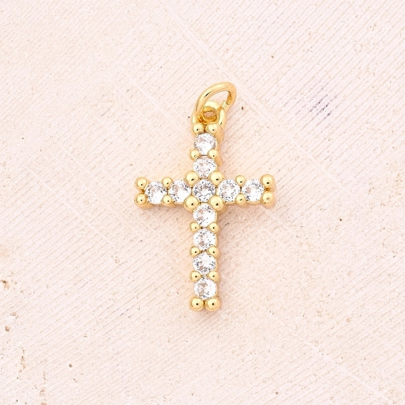 1 Pc/Package 18.5×12.5mm 19×12.5mm 35x20mm Hole 3~3.9mm 5x3mm 9x5mm Copper Shell Zircon 18K Gold Plated Cross Polished Jewelry Accessories Pendant