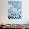 Blumen-Mond-DIY-Perlen-Mal-Kits mit Rahmen 30x40 cm Perlengem&auml;lde Bildkunst Basteln f&uuml;r Erwachsene Anf&auml;nger Geschenk Hausdekoration an der Wand