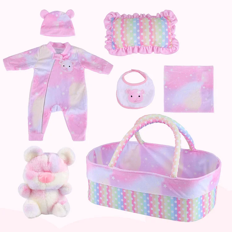 [Suitable for 17-22'' Dolls] Babeside Reborn Baby Essentials-8pcs Set Purple Bear
