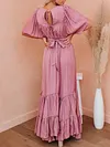 Solid Color Batwing Sleeves Falbala Maxi Dresses