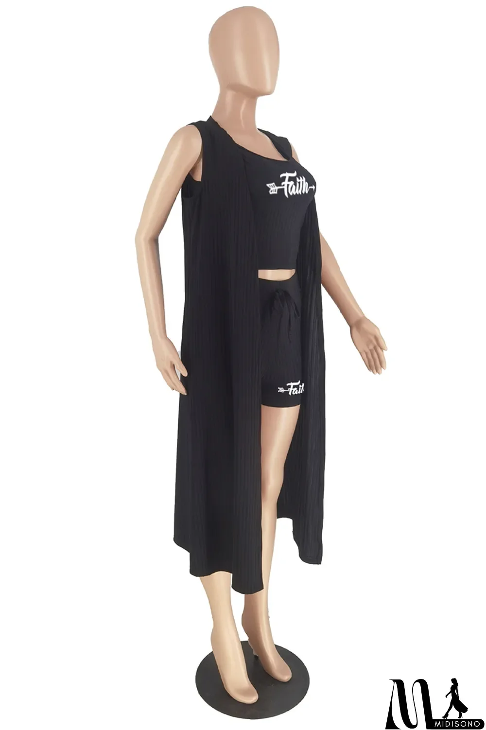 MidiSono - Pink Fashion Print Patchwork Strapless Sleeveless Three Pieces