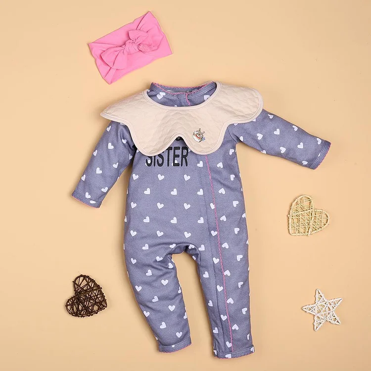  Baby Fashion Zipper with White Love Jumpsuit für 22'' Reborn Babypuppe Mädchen - RSDP-Rebornbabypuppen-Rebornbabypuppen.de