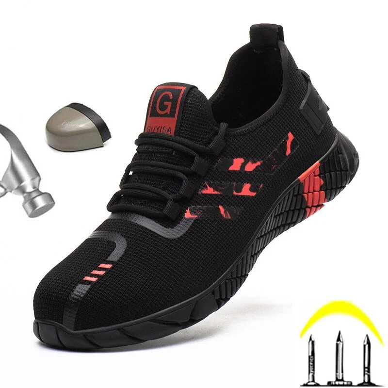 Men Safety Work Shoes Breathabale Light Boots With Steel Toe Cap Casual Protective Shoes Puncture-Proof Soft Comfort Sneakers