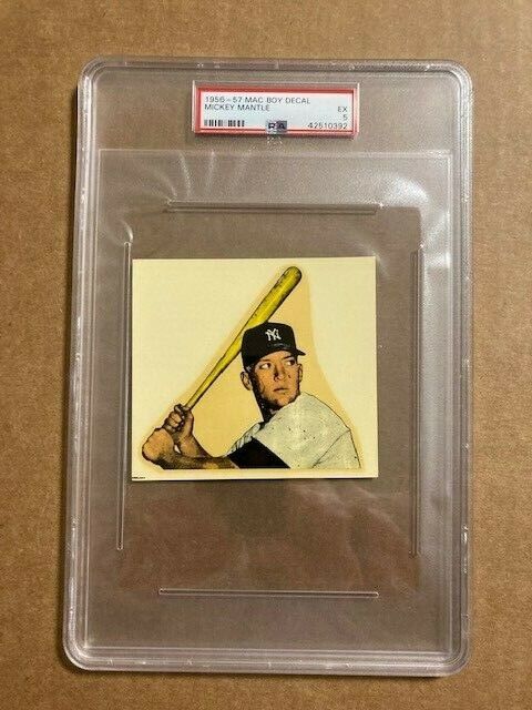 1956-57 MAC BOY DECAL MICKEY MANTLE NEW YORK YANKEES - SHARP PSA 5