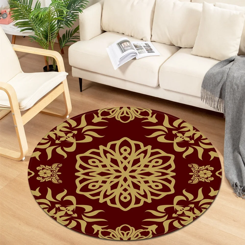 Modern Round Carpet Children Bedroom Bedside Mat Living Room Chair Large Carpet Home Kids Room Decorative Anti-Slip Floor Rugs