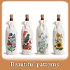 (US Local)4pcs DIY Diamond Painting Wine Bag Kit Rhinestones Liquor Bottle Cover (Flower)
