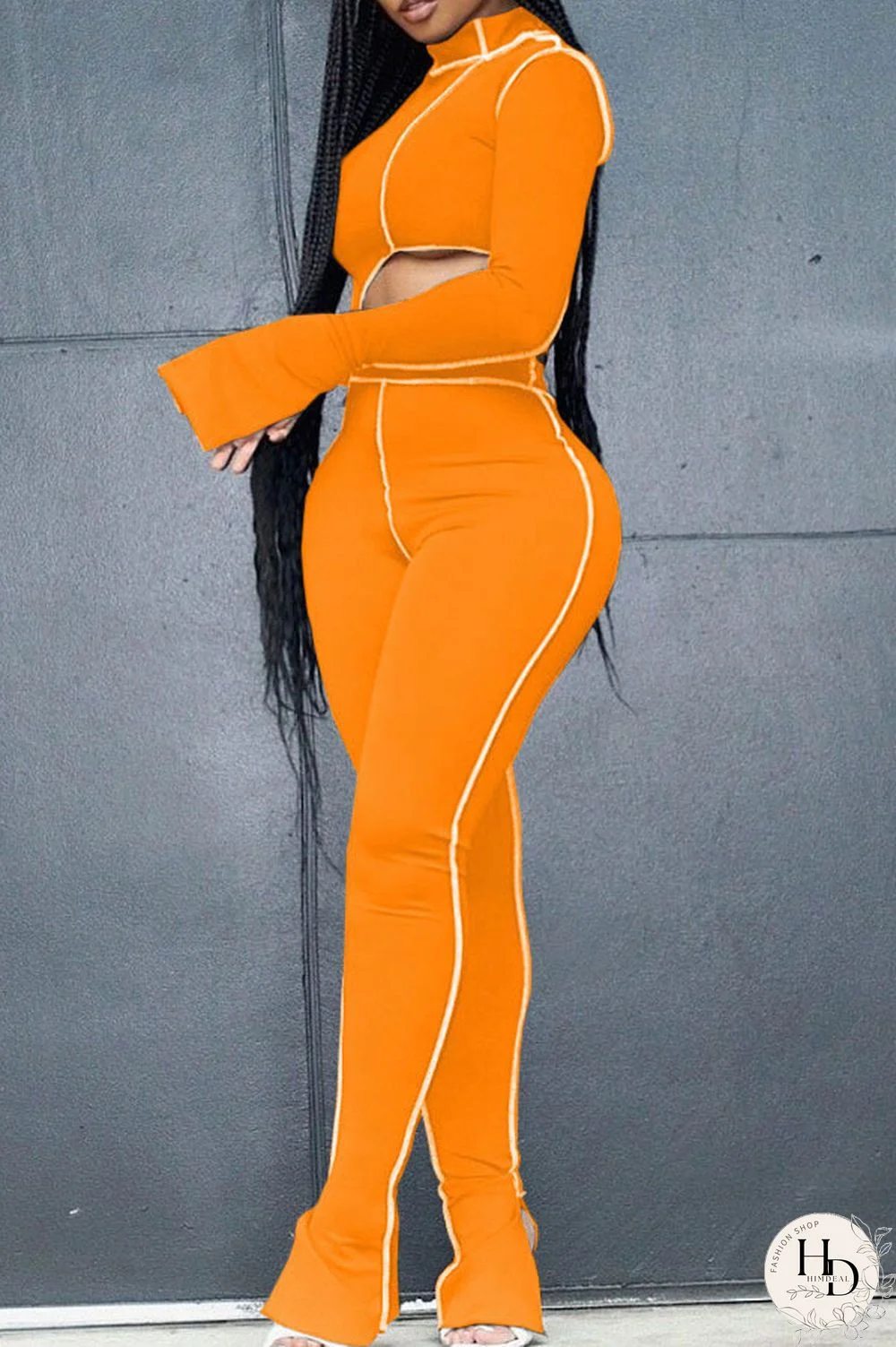 Grey Milk Silk OL Patchwork Solid asymmetrical pencil Long Sleeve Two Pieces