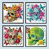 Blumen Schmetterlinge Schädel - speziell geformtes Diamantgemälde - 30*30cm