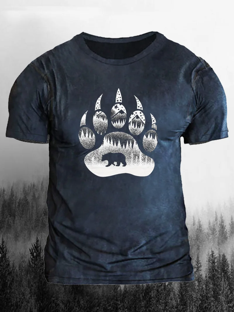 Men's Outdoor Bear's Paw Printed Short-sleeve Cool Sport T-shirt in  mildstyles