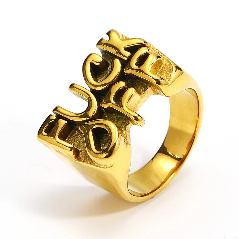 Hip-Hop Letter Titanium Steel Polishing Men’s Rings