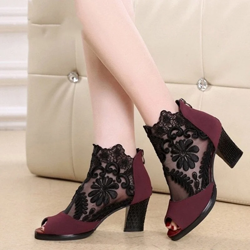 Summer mesh Peep Toe sandals sexy heels single shoes women shoes in Europe America 2020 spring summer Pumps gauze mujer