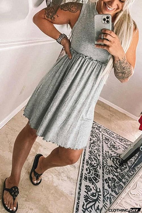 Ruffles Waist Tank Mini Dress