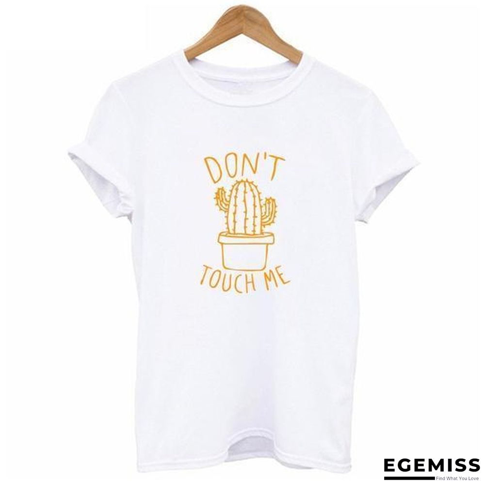 Cactus Printed Women's Cotton T-shirts Top Tee Round Neck T-shirts | EGEMISS