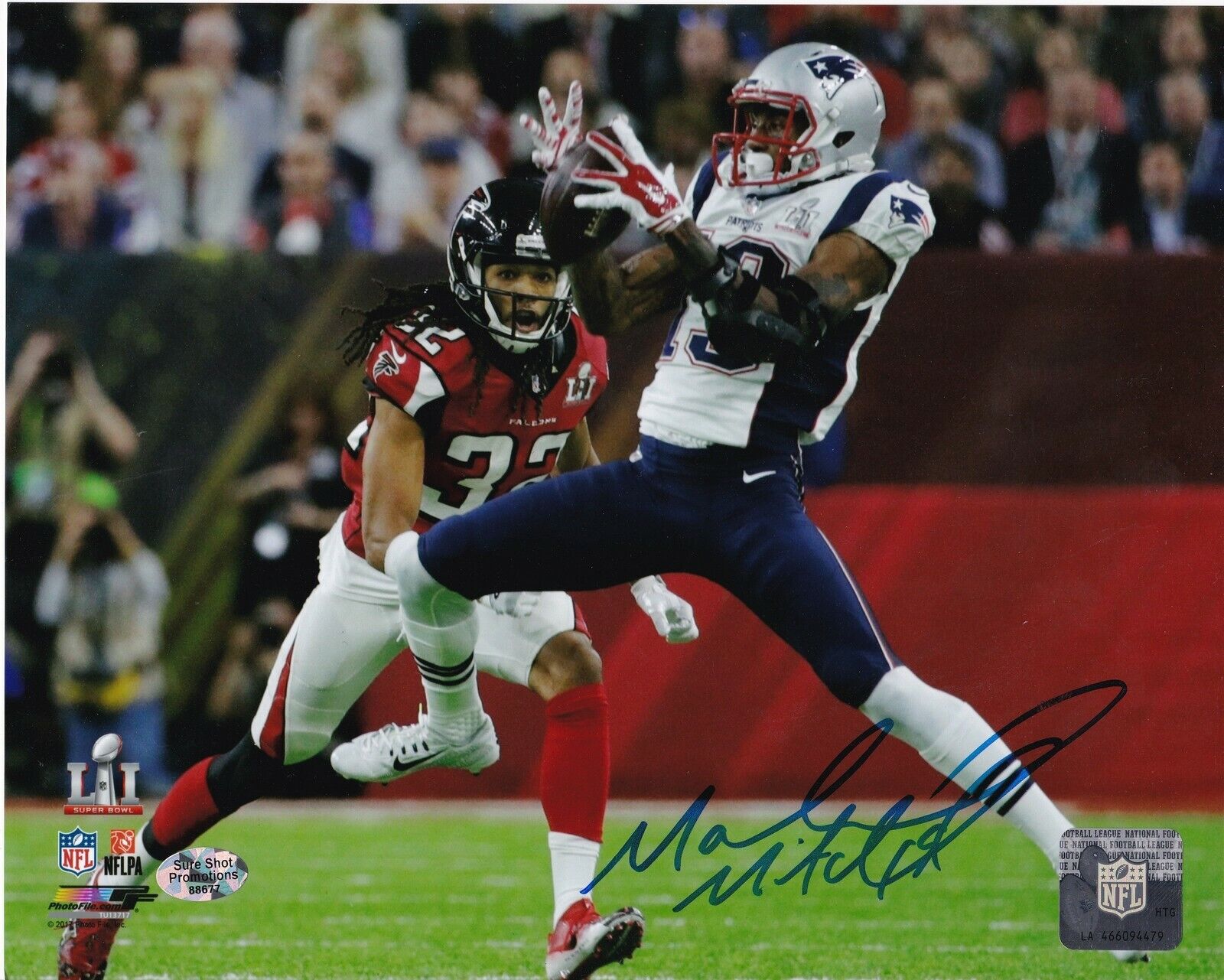 MALCOLM MITCHELL NEW ENGLAND PATRIOTS ACTION SIGNED 8x10