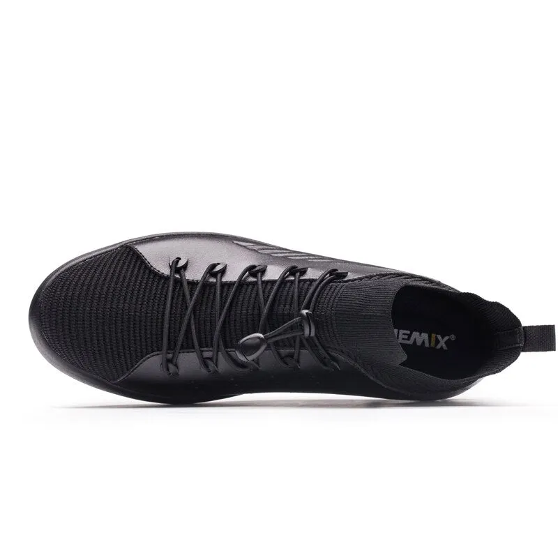 ONEMIX 2019 Couple Skateboarding Shoes Men Sneakers Leather Casual Breathable Lace Up Walking Shoes Knitted Mesh Flats Zapatos