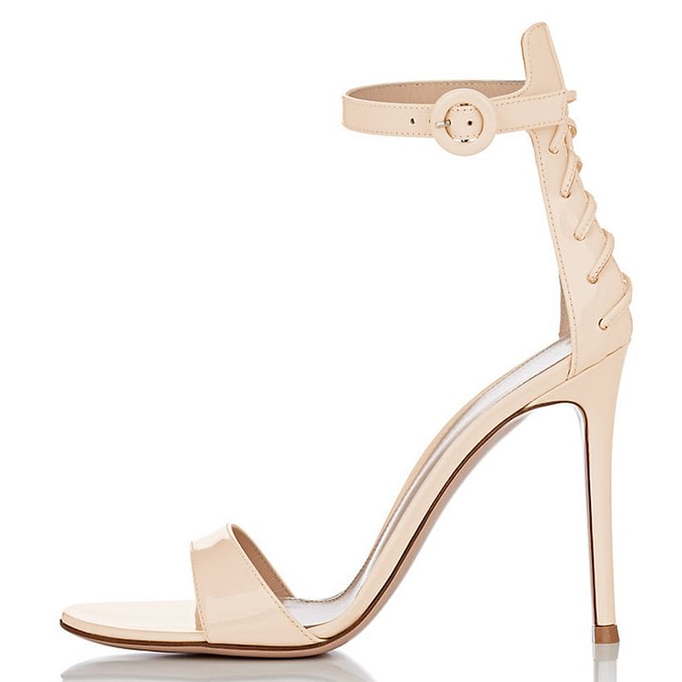 Nude Sexy Stiletto Heel Strappy Ankle Strap Sandals |FSJ Shoes