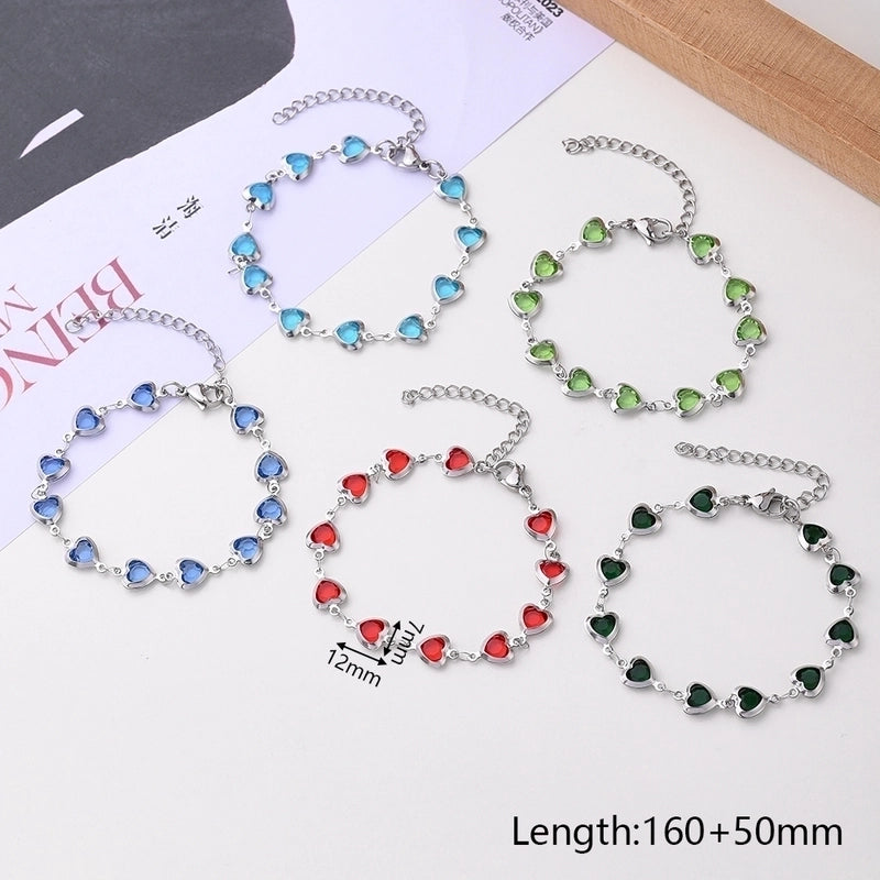 Ethnic Style Classic Style Artistic Heart Shape Simple Transparent 304 Stainless Steel Glass Bracelets In Bulk