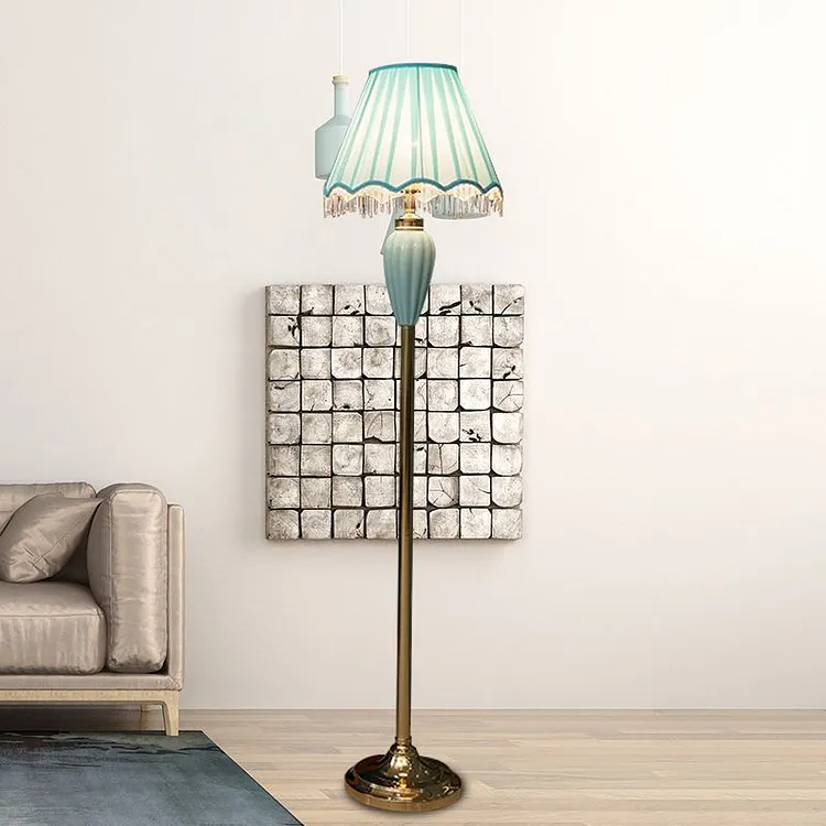 Eryn Porcelain Floor Lamp, Metal & Fabric, 2 Colors, 165CM Long