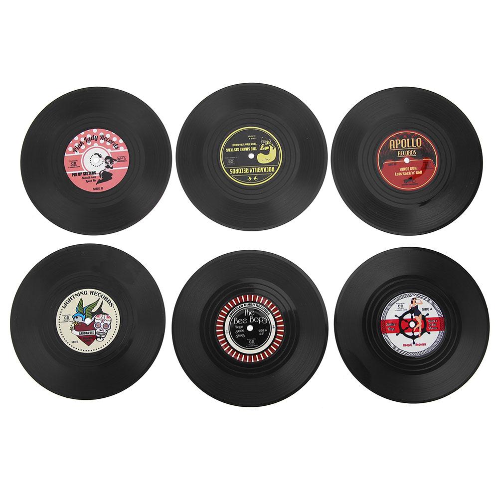 

6Pcs/Set Round Anti-Slip Heat Resistant Cd Vinyl Record Coasters Placemat, 501 Original