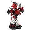 Gothic Floral Flower Model Set Eye-Catching Table Centerpiece Horror Skeleton Bouquet Building Set for Adults Kids Holiday Birthday Gift (Cross)