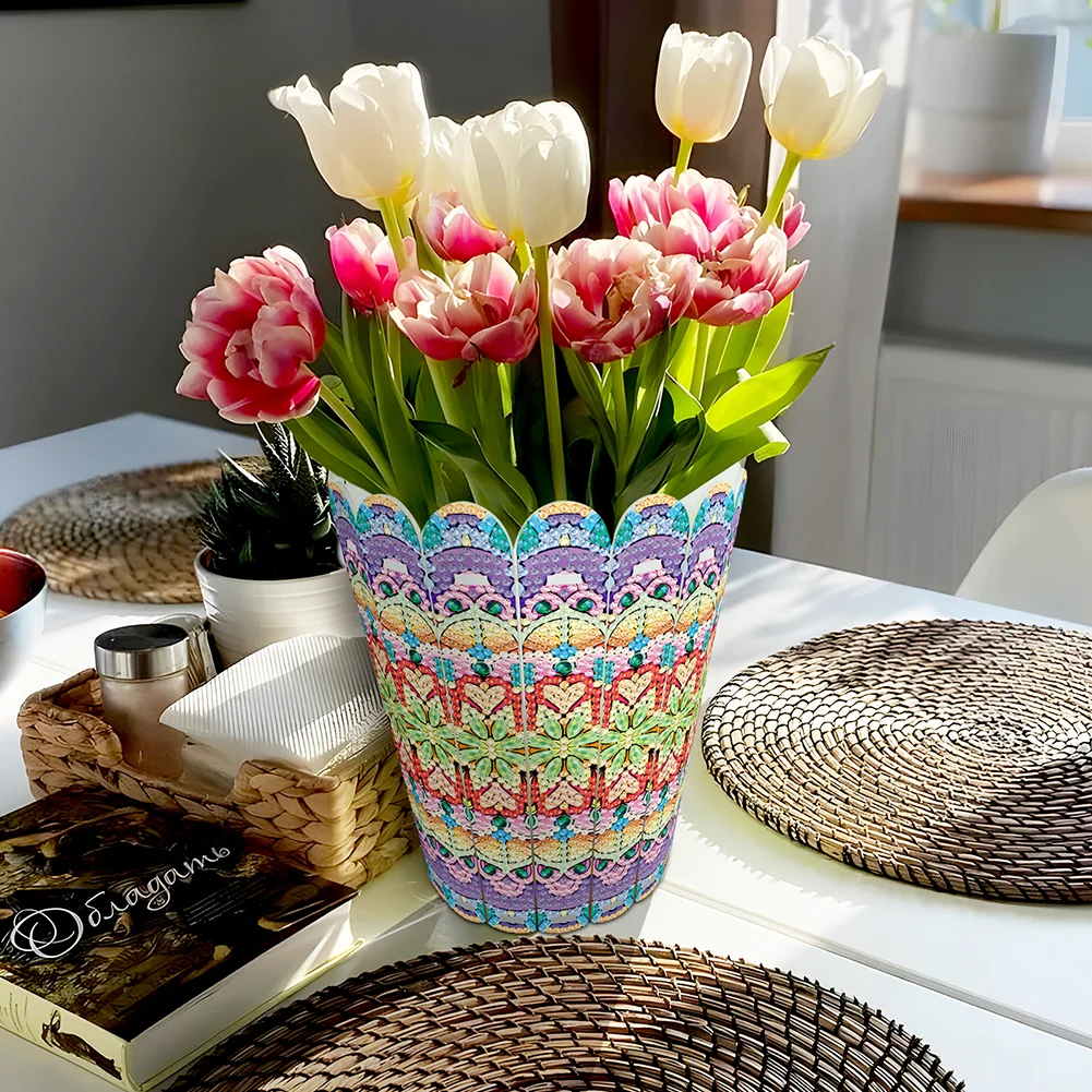 Desktop Diamond Art Flower Arrangement Vase for Home Office Decor (Flower)