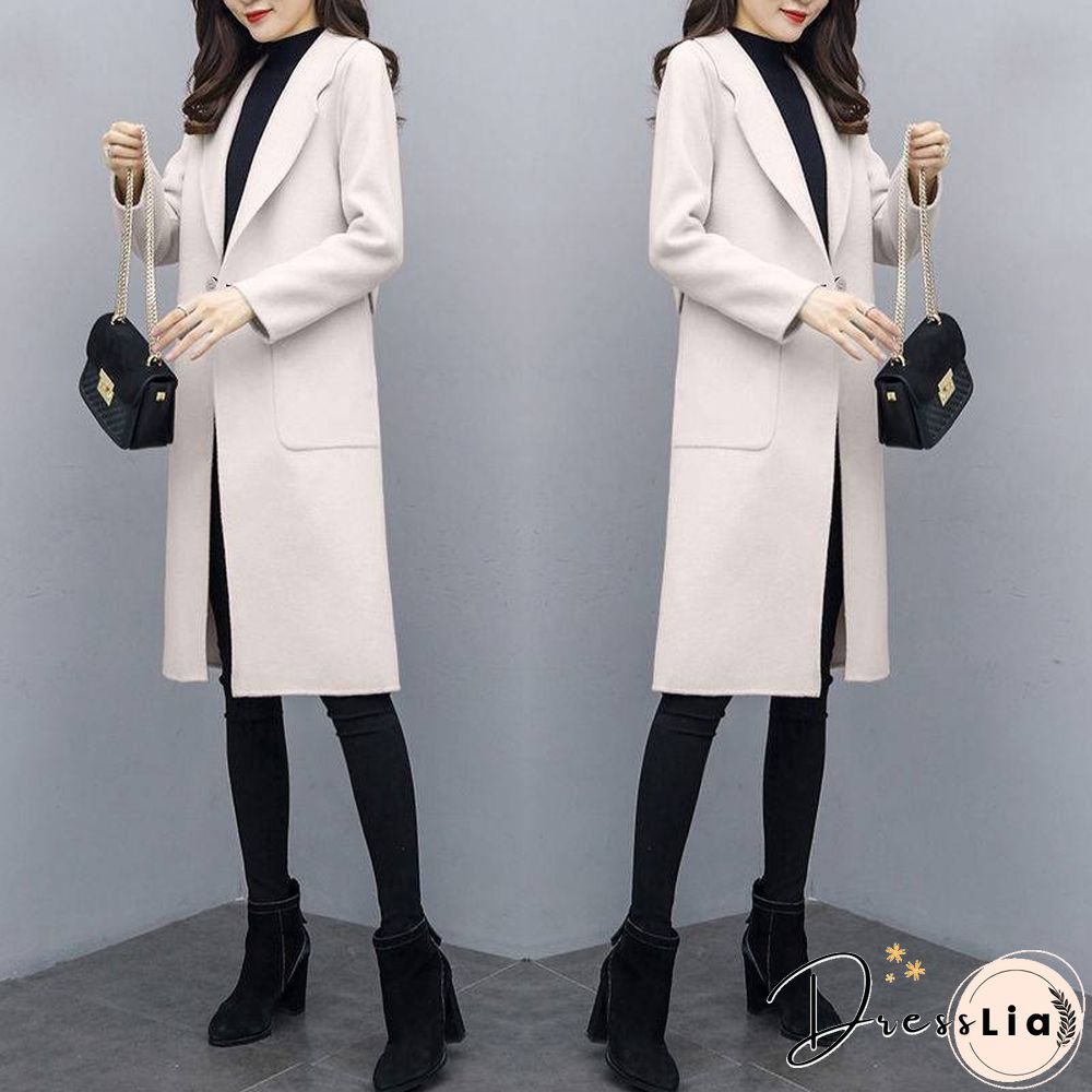 Woolen mid-length coat