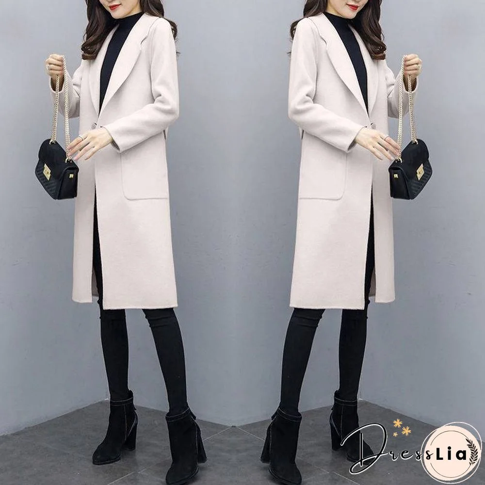 Woolen mid-length coat