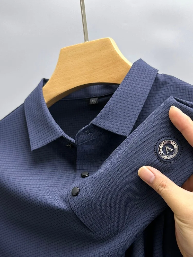 High end fashion embroidery men's polo shirt short sleeve luxury top summer ice silk breathable T-shirt casual lapel polo shirt