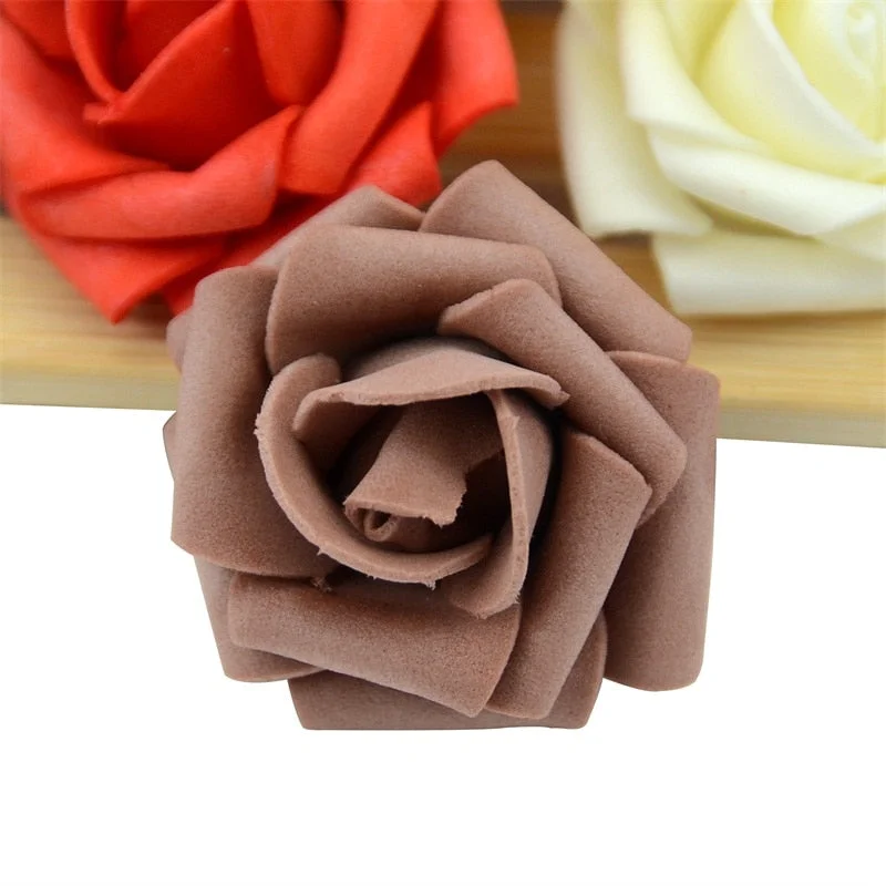 60pcs/lot 4cm Mini Artificial Pe Foam Rose Flower Heads  Handmade Diy Wedding Home Decoration Party Fake Flower Ball Craft