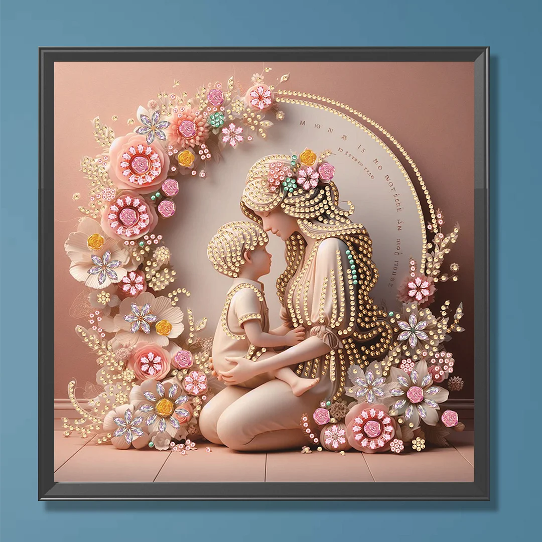 Diamond Painting - Partial Special Shaped Drill - Mother Son Warmth(Canvas|30x30cm)