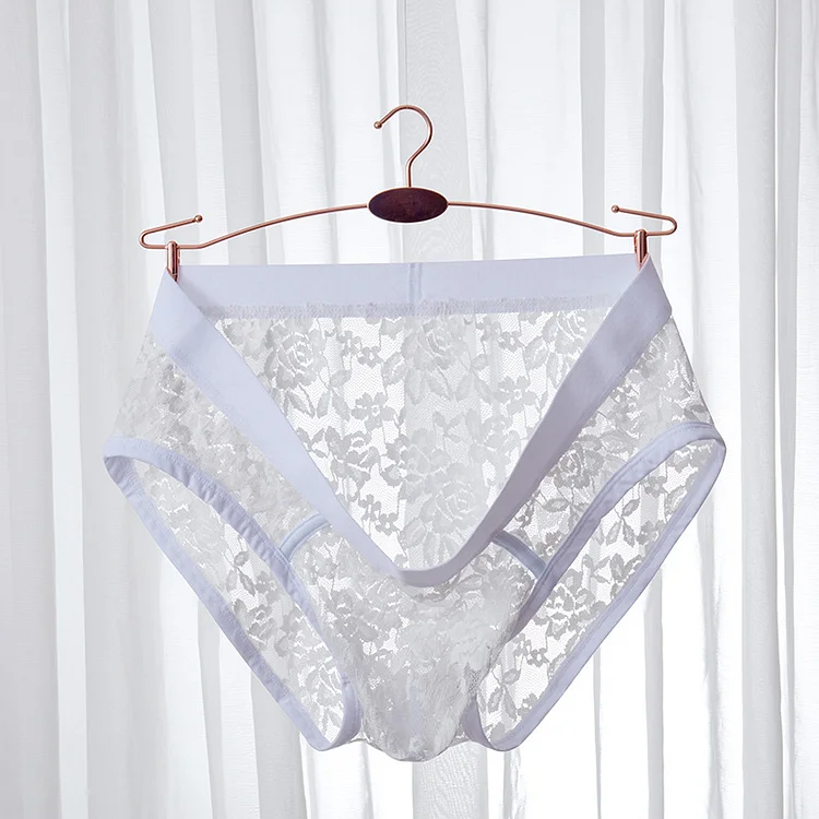 Sexy Low Waist U Convex Transparent Lace Underwear Triangle Underwear