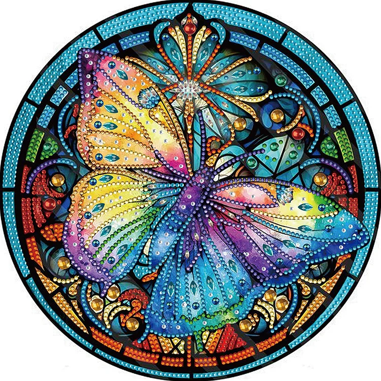 Butterfly Glass Painting 30*30CM(Canvas) Special Shaped Drill Diamond Painting gbfke