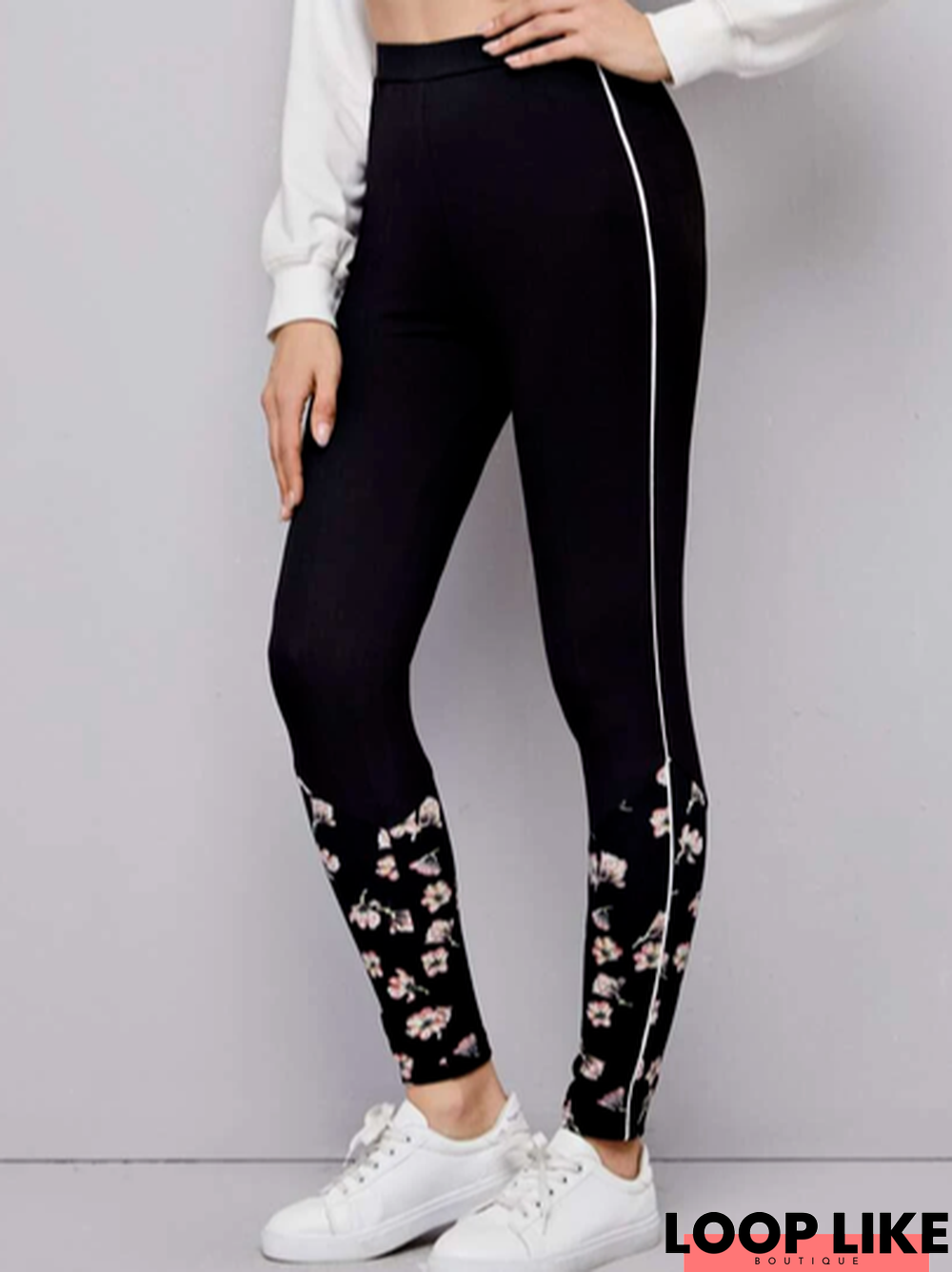 Floral Skinny Cotton Blends Long Leggings