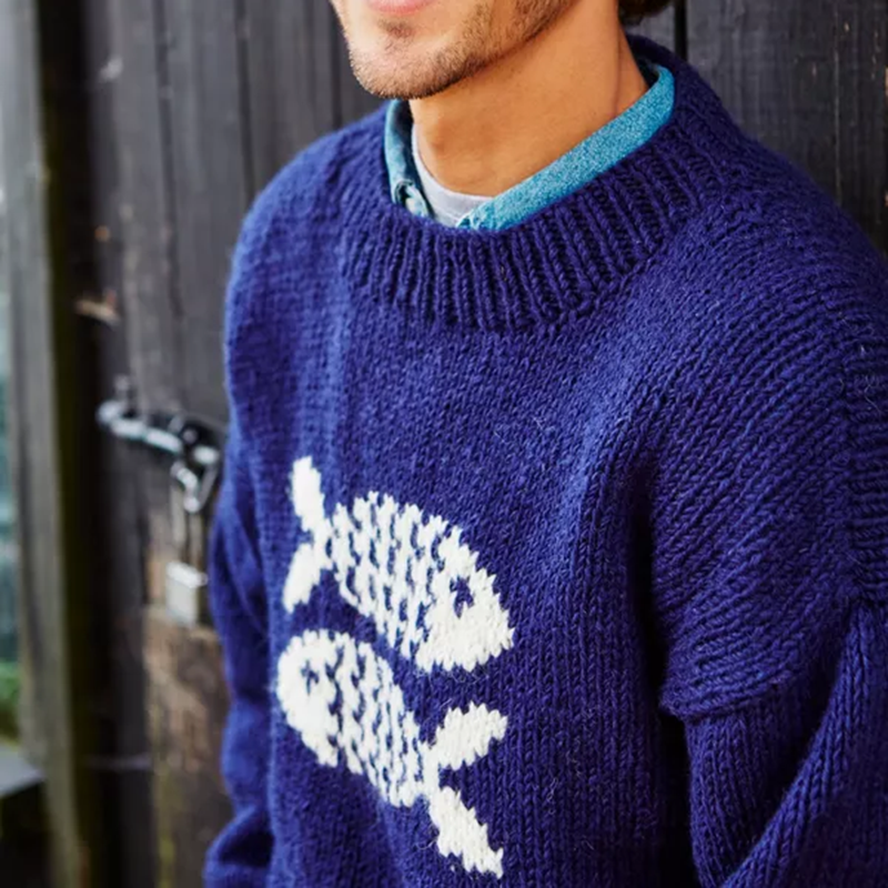 Vintage Padstow Pisces Printed Sweater