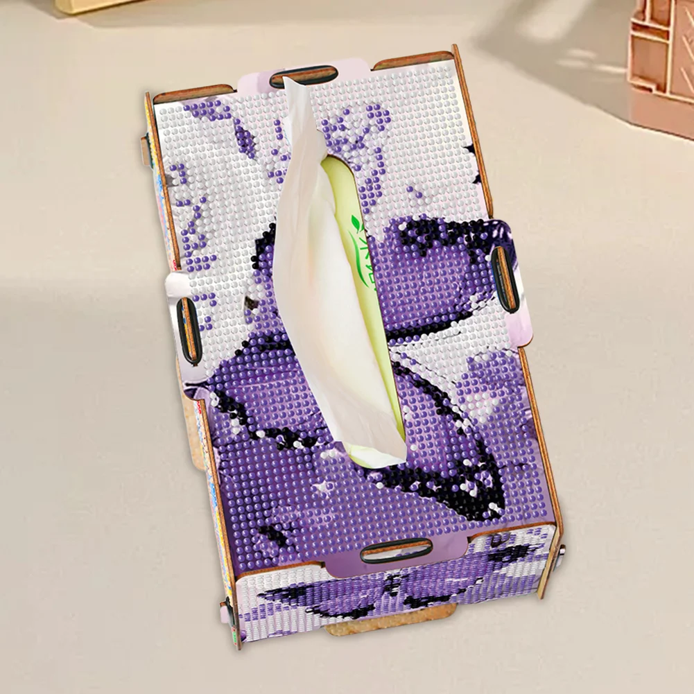 Diamond Painting Tissue Box Kits Rhinestone Craft Kit (Purple Butterfly)