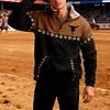 💥 2025 Hot Sale!Men's Western Fleece Jacket Cowboy Bull Head Print Pullover 1/4 Zip Stand Collar LongSleeve Sweatshirts